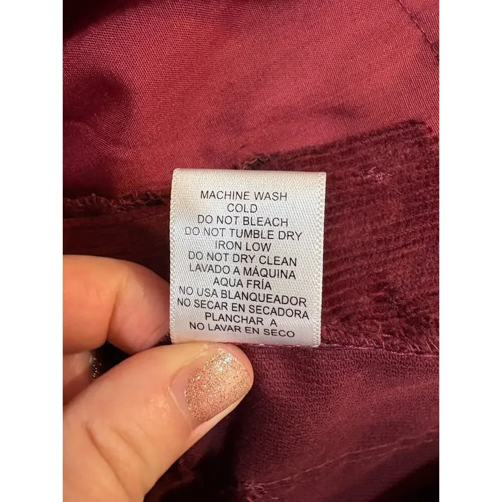 Love Tree Girls Burgundy Corduroy Overall Mini Dress Size XL